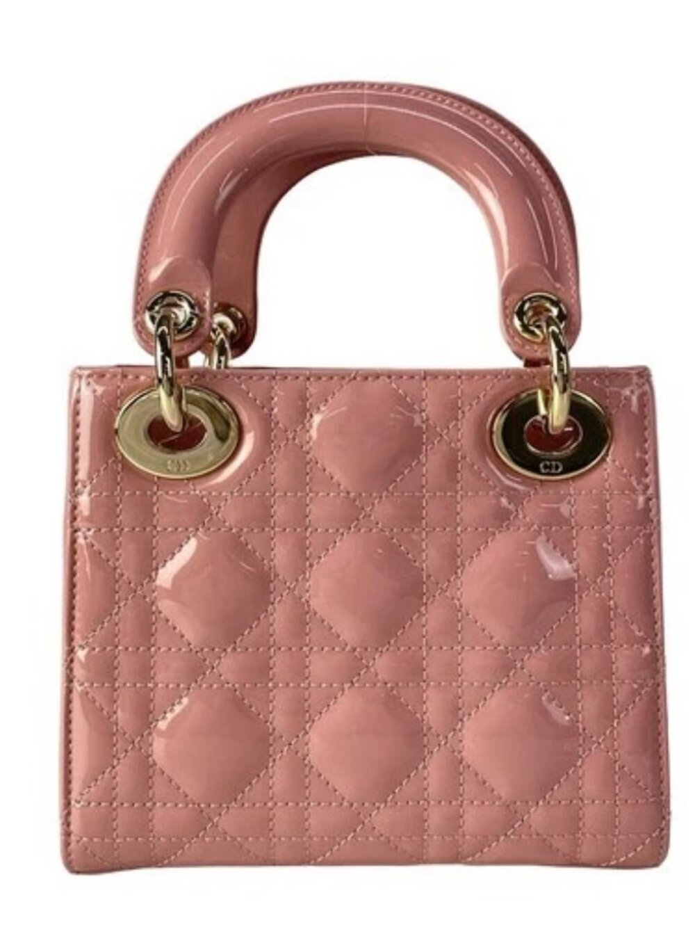 DIOR/ChristianDior Lady Dior Mini Bag Pink Patent Leather Handbag - Picture 3 of 16